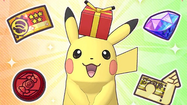 Pokémon Masters Day artwork showing Pikachu, Gems and reward items