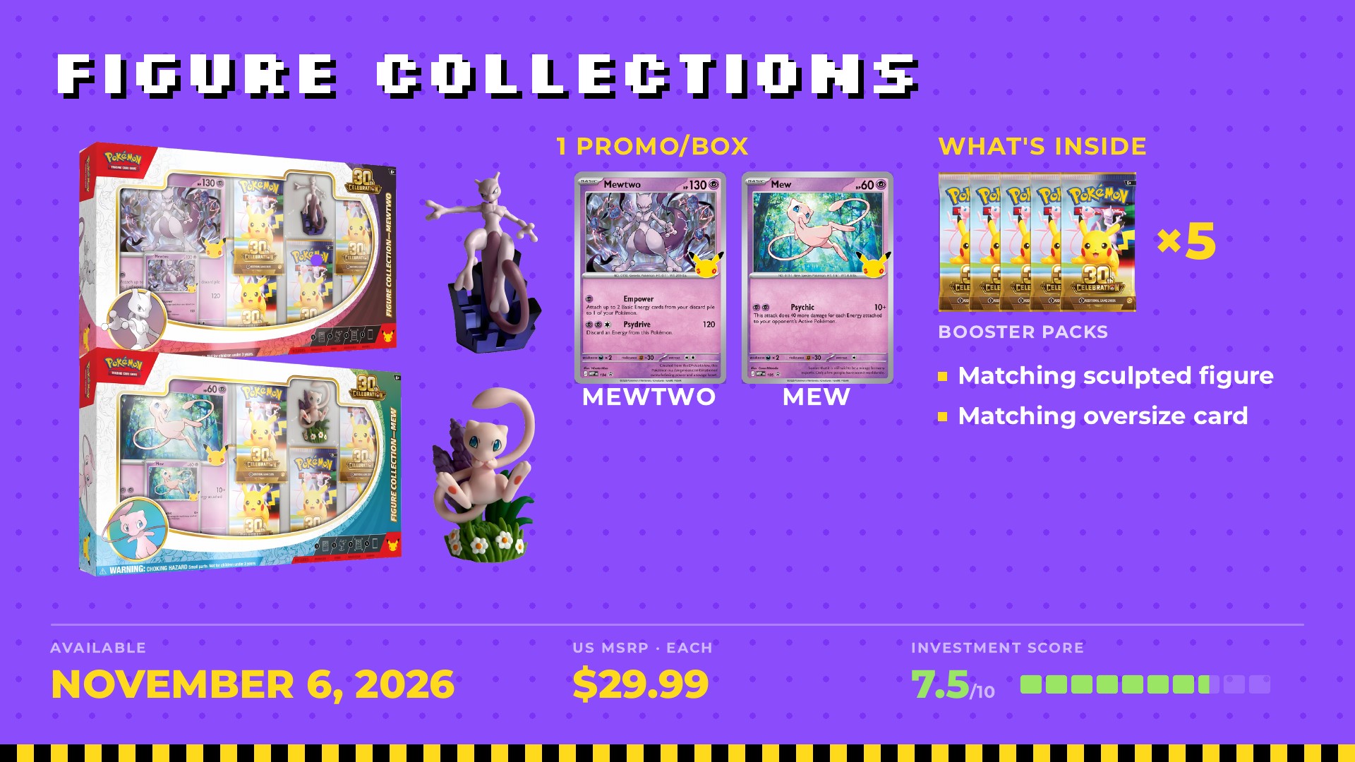 Mew and Mewtwo Figure Collections: Matching promo, figure and oversize card