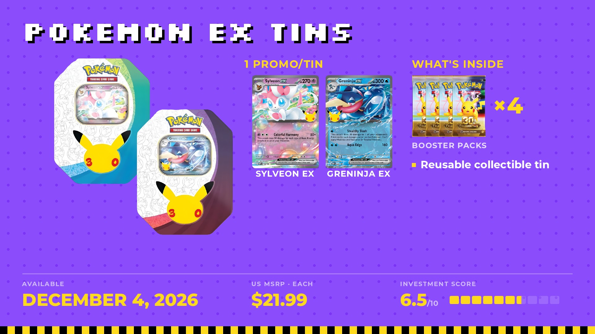 Sylveon ex and Greninja ex Tins: Matching ex promo and reusable tin