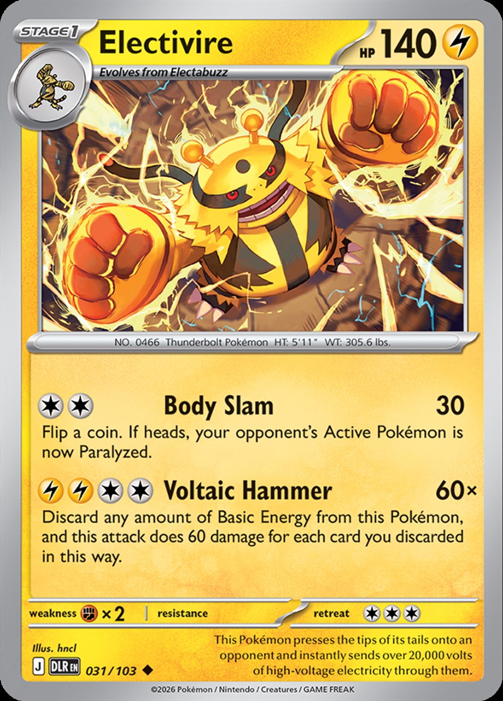 Electivire, English checklist 031/103, English image