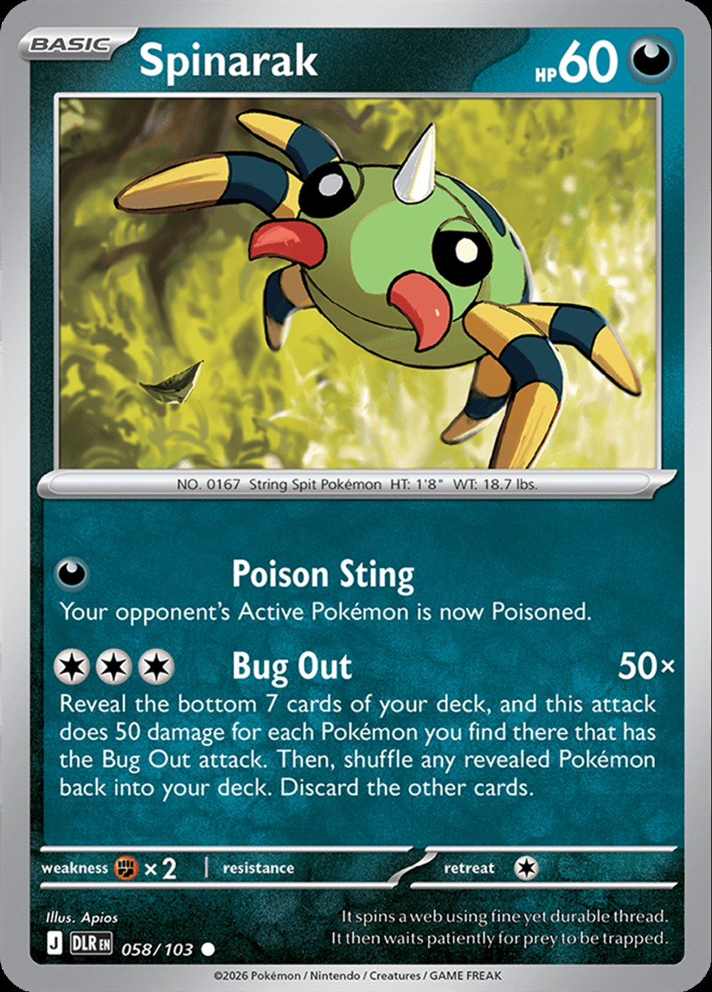 Spinarak, English checklist 058/103, English image