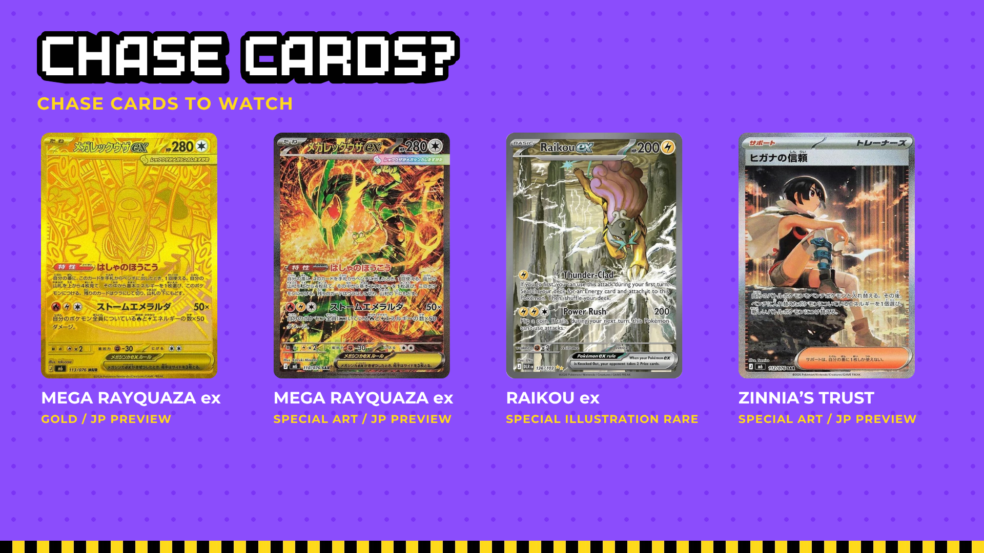 Mega Rayquaza ex, Raikou ex and Zinnia’s Trust ,  original Side Quest episode graphic