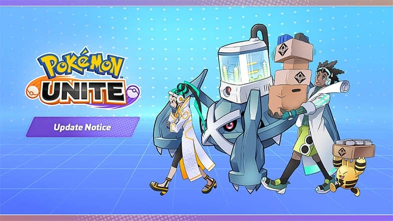 Official Pokémon UNITE update artwork featuring Metagross and Trainers